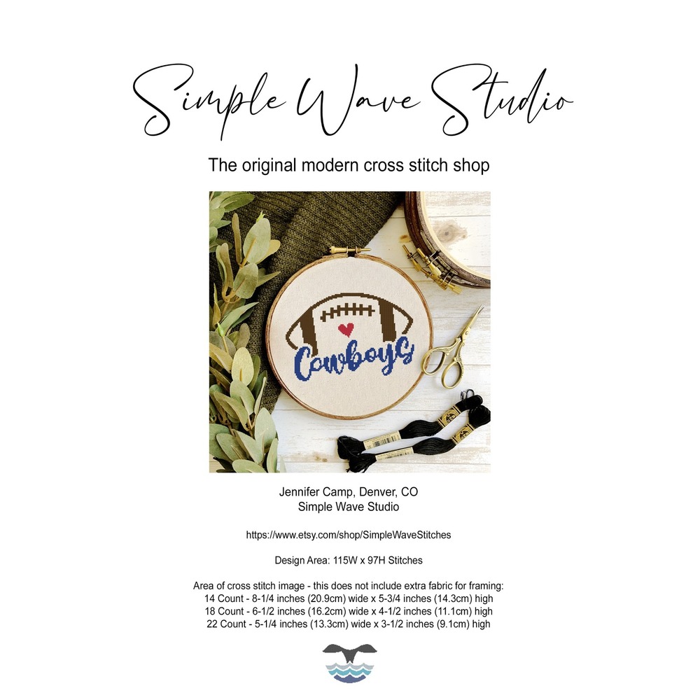 Dallas‎ Cowboys Football Counted Cross Stitch Pattern Chart